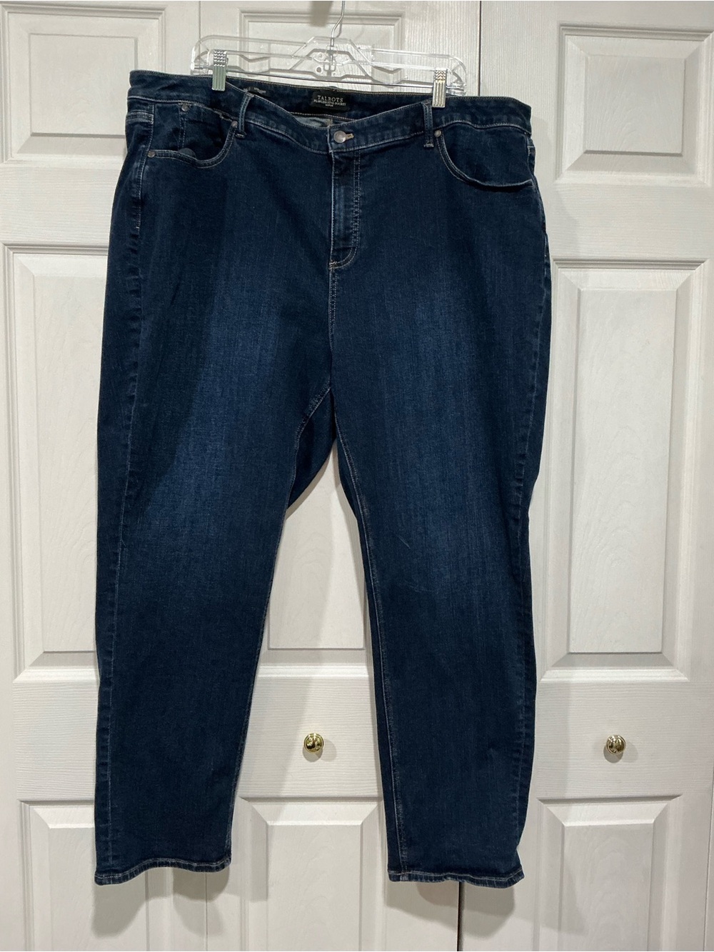 💙 Talbots Flawless 5 Pocket Straight Curvy  Blue Denim Jeans - 24W (01347)